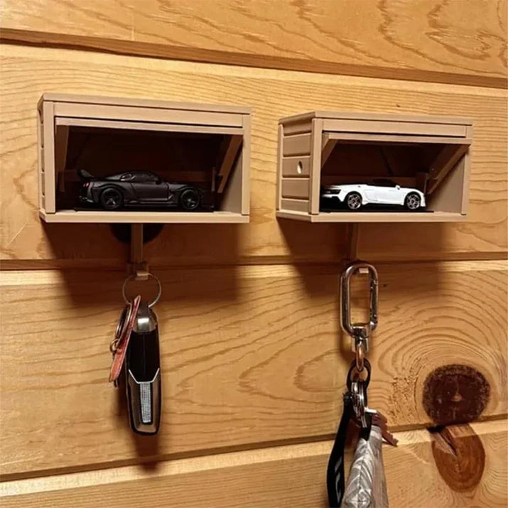 Car Garage Key Holder with Opening Door Fun Garage Keychain Wall Hanging Car Key Holder Easy Installation Wall Decoration
