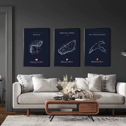 21X30 F1 Internationa Track Circuit Canvas Painting with Wood Frame F1 Wall Art Nordic Poster Aesthetic Motorsport Race Poster